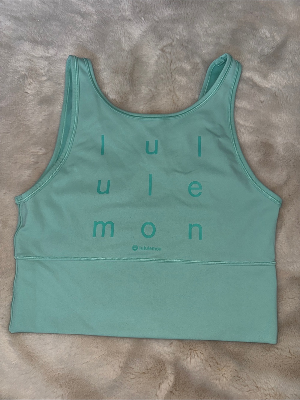 lululemon seafoam green logo sports bra tank